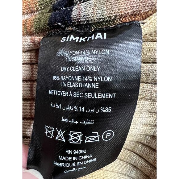 JONATHAN SIMKHAI WOMENS LARGE KNIT STRETCH FAIRFAX MIDI DRESS GREEN MULTI NEW - Picture 11 of 12